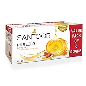 Santoor PureGlo Glycerine Soap with Almond Oil and Glycerine...