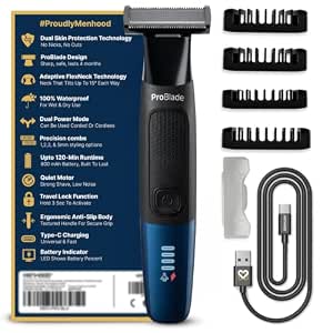MENHOOD ProBlade 3-in-1 Hybrid Beard Trimmer Shaver for Men Trim Style Shave Adaptive Flex Neck 120…