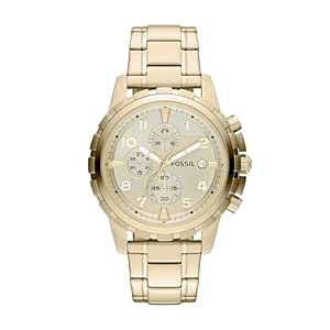 Fossil Men Stainless Steel Dean Analog Off-White Dial Watch-Fs4867, Band Color-Gold