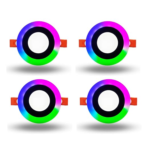 DMAK Multi Traders 6W (3+3) Led Side PGB(Pink,Green,Blue) Round Conceal Panel Light, Pack of 4