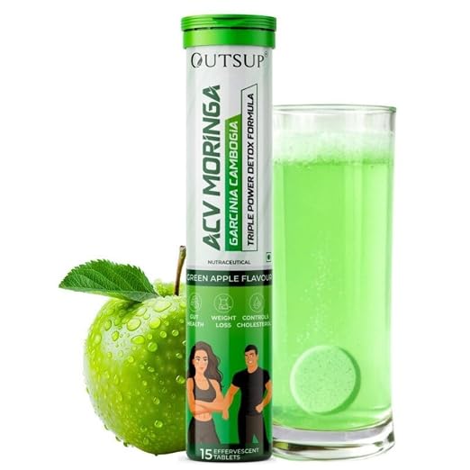 ACV Moringa with Garcinia Cambogia | For Supports Weight Loss, Control Cravings, Convert Fat Into Energy, Boost Energy & Immunaity - 15 Effervescent Tablet