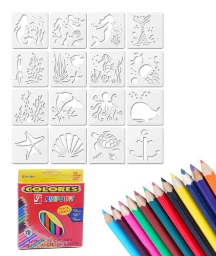Pcs Stencils for Craft and Art, Wooden Stencils for Kids, Stencils for Kids, Wooden Painting Templates for Kids, Drawing Board for Home and Travel, Ideal for DIY Projects and Creative Art (White)