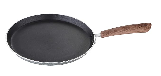 BERGNER Alpine Forged Aluminium Non-Stick Flat Tawa, 26 cm, Induction Base, Grey.