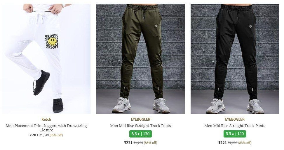 Ajio | Upto 85% Off On Men's Track Pants Starts At Rs.202
