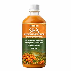 Baleen Sea Buckthorn Juice 500ml (Pack of1) | Himalayan Sea Buckthorn Berry Juice With Omega 3 6 9 & 7 Fatty Acids | Pure Seabuckthorn Pulp Juice with Vitamin C Antioxidants