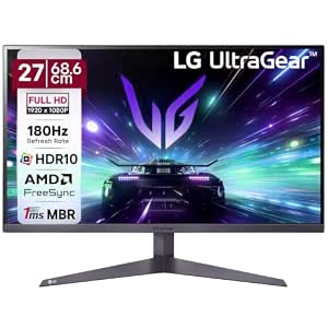 LG 27GS50F 68.6cm (27 Inch) Ultragear FHD (1920x1080) Gaming Monitor, 180Hz, 1ms...