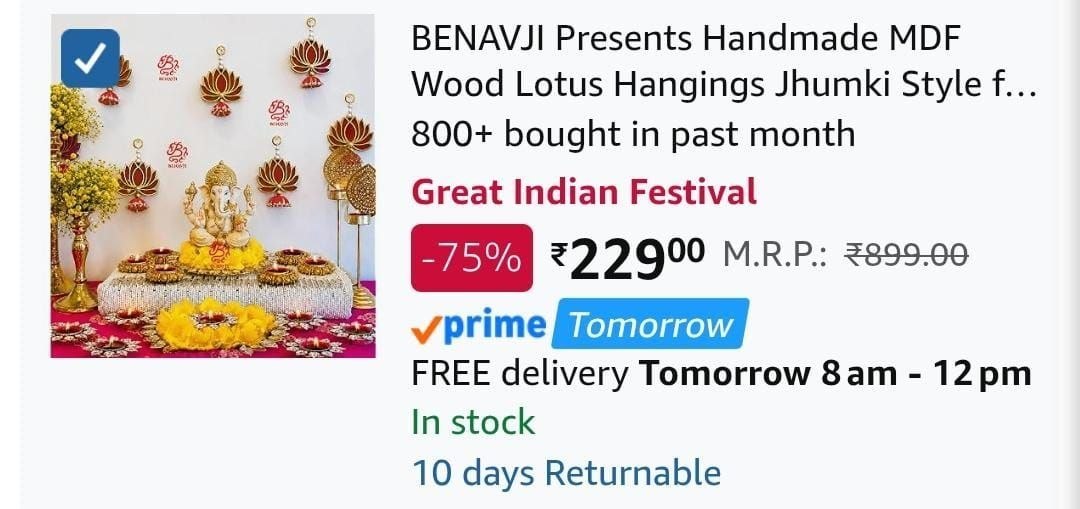 Handmade Lotus Jhumki Style Hangings (Pack of 6)