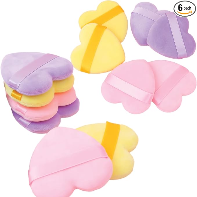 TEMPERIA (6 Pcs) Powder Puff for Women - Makeup Face Foundation Puff Blender Sponge Set - Smooth Coverage | Ultra Soft | Travel Friendly | Reusable (Random Colors)