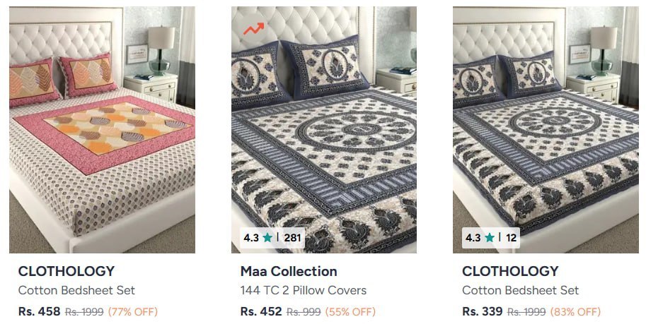 Myntra | Jaipuri Bedsheets Under 499