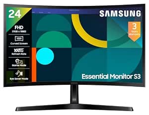 Samsung 24" Curved Monitor|1800R Curved Screen|100Hz|4ms|SRGB 95%|Ports-HDMI,D-Sub,Headphone|Game…
