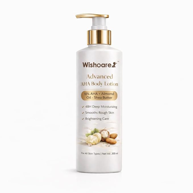 Advanced AHA Body Lotion, 10% AHA with Almond Oil and Shea Butter, 48H Deep Moisturizing, Smooths Rough Skin, Brightening Care, 200ml