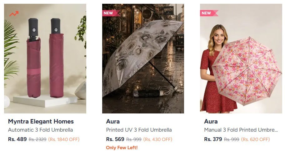 Myntra | Umbrella Starting at 369/- + Additional Coupon