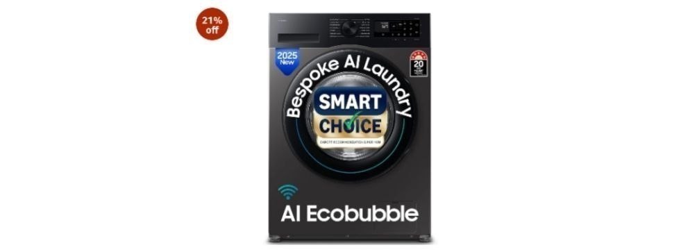 Samsung 12 kg, 5star, AI Ecobubble, Super Speed, Wi-Fi, Hygiene Steam with Inbuilt Heater,