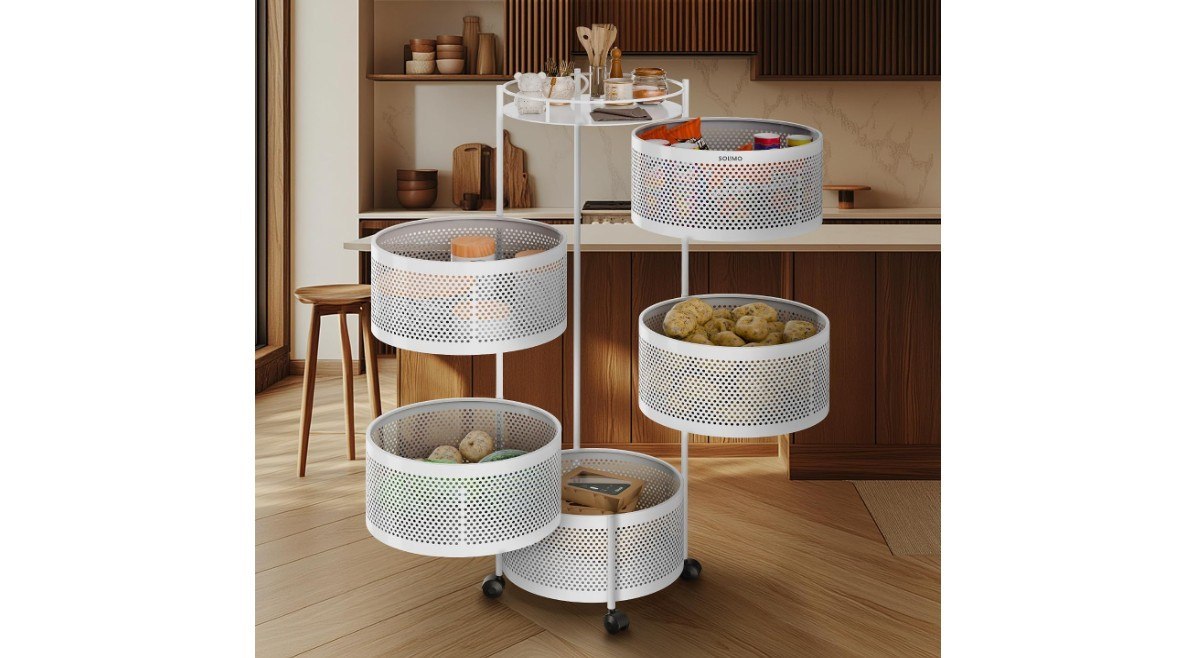 Amazon Brand - Solimo 360° Revolving Preassembled Storage Kitchen Rack