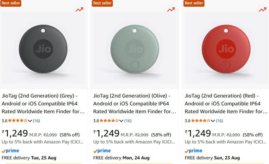 JioTag (2nd Generation) Android or iOS Compatible IP64 Starts from
