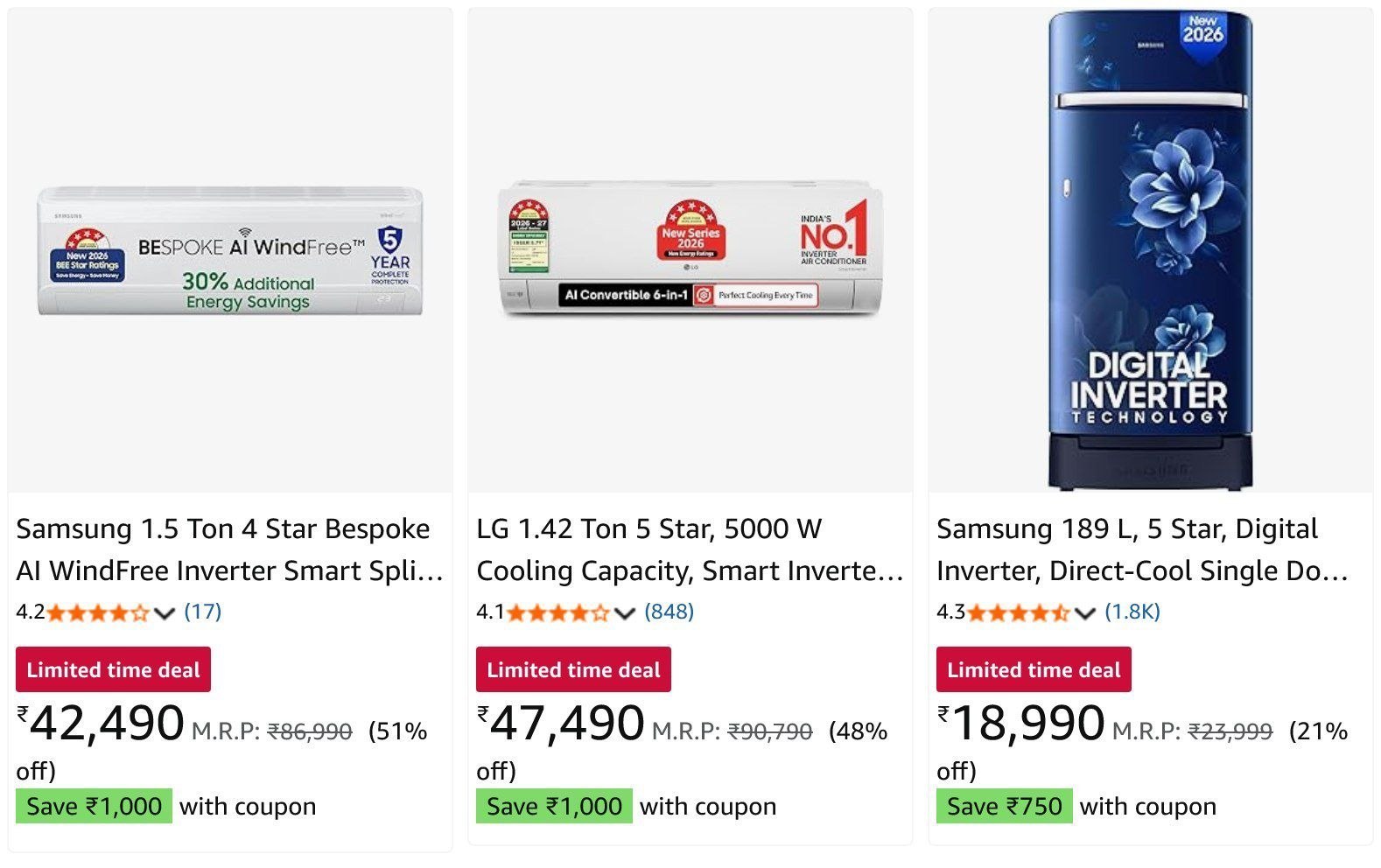 Apply Coupons & Bank offer for Refrigerator