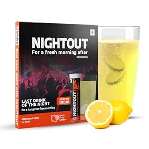 Fast&Up NightOut | 4 Effervescent tabs | Instant Hangover Relief | Helps detoxify liver | Rapid…