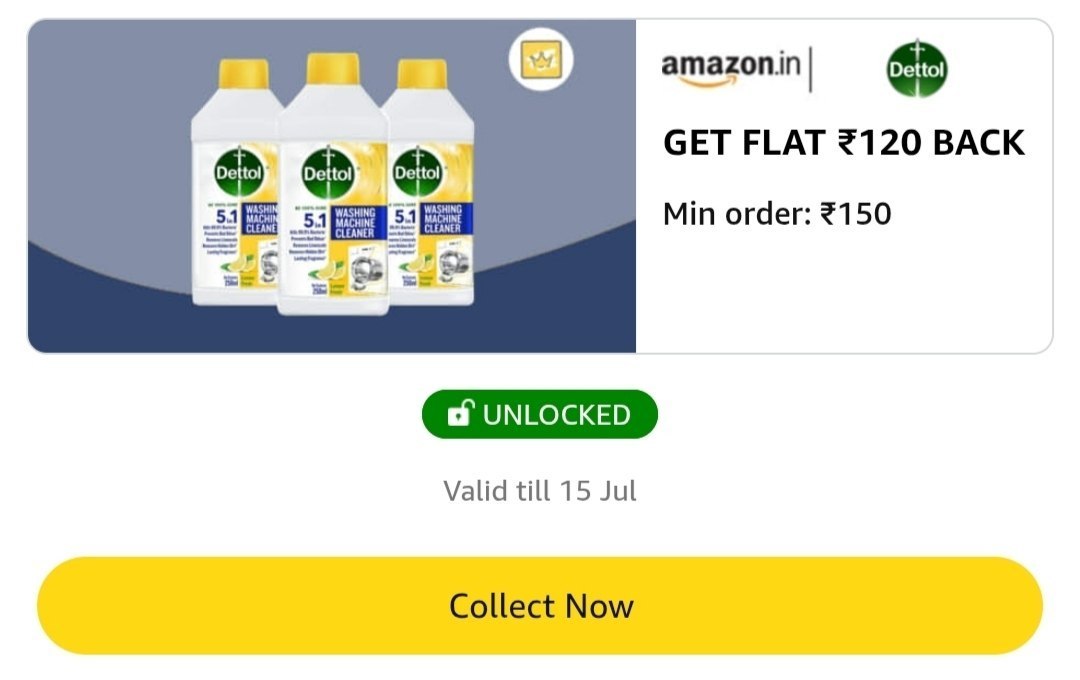 Amazon Spin Offer : Dettol Washing Machine Cleaner