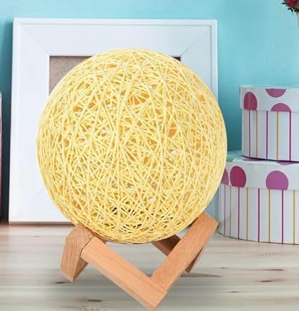 Quace 15CM 6 Led Rattan Ball Moon Lamp,Elegant Design for Beautiful Indoor Lighting in Bedrooms and Kids' Rooms,Living Room Decor(Warm White 15cm)