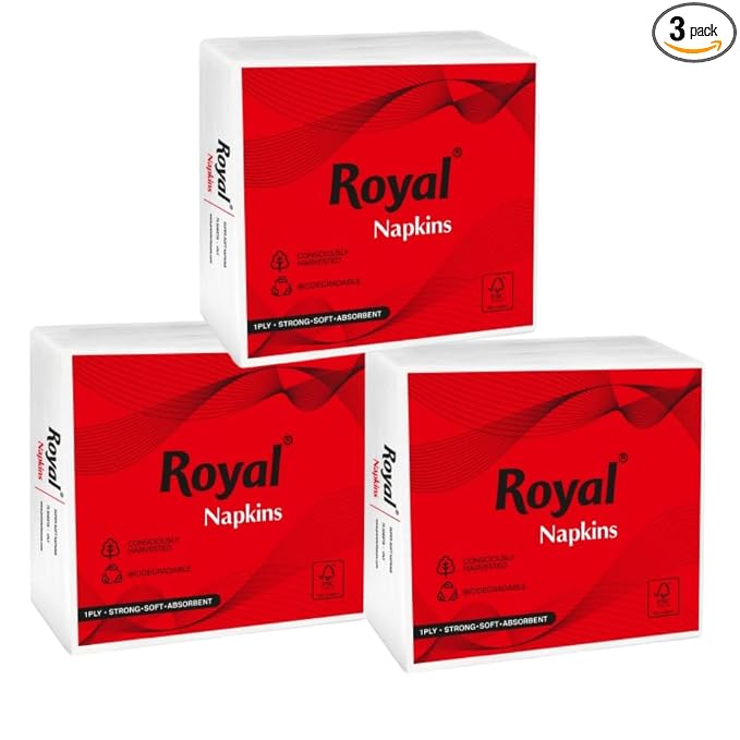 Royal Tissue Paper Napkins (210 Pulls)70 Pulls X 3 Packs | 1-Ply Soft Paper Napkins | Ideal for Snacks, Parties & Daily Use
