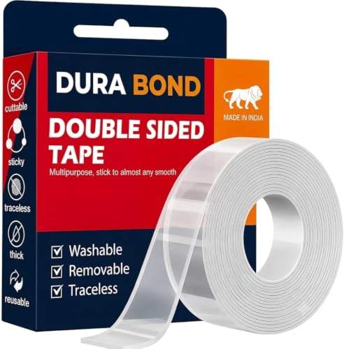 Multipurpose Double Sided Tape Heavy Duty - Adhesive Silicone Tape, Heat Resistant, Multi-Functional, Removable, Washable, Reusable Anti-Slip Gel Nano Grip Tape- 3 Meter pack of 4 (4)