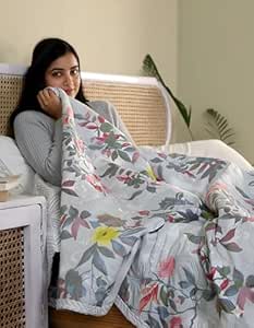 Home Stylish Luxury Ultrasonic Punch AC Comforter Blanket – Quilted Microfiber Floral Pattern…