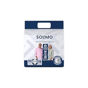 Amazon Brand - Solimo Adult Diapers Pant Style | Medium Size | 10 Count | Waist 24-45 Inch (60-115…