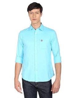 off : U.S. POLO ASSN. Men's Solid Spread Collar Premium Cotton Dobby Tailored Fit Shirt