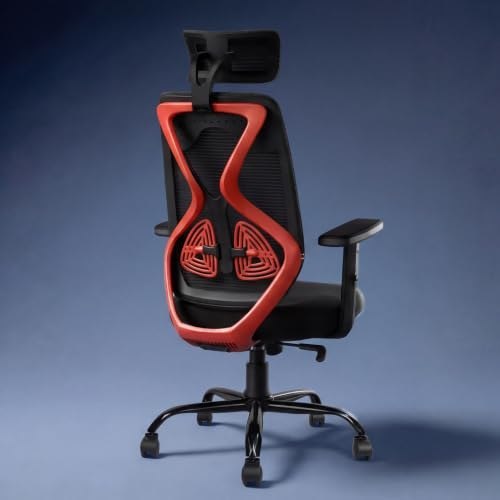 CELLBELL C190 Berlin Office Chair, High Back Mesh Ergonomic Home Office Desk Chair (Red - Black)