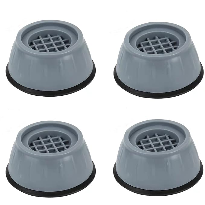 GLUN® Anti Vibration Pad with Suction Cup Feet, Fridge Washing Machine Support Feet Pads Leveling Feet Anti Walk Pads Shock Absorber Noise Cancelling Furniture Lifting Base Oval 4 PCS Set
