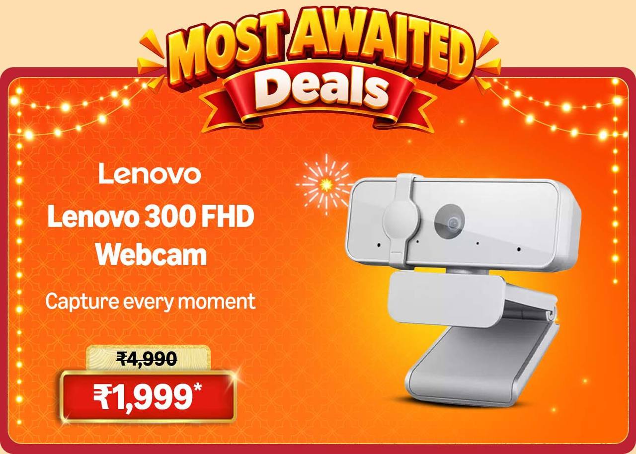 Lenovo 300 FHD Webcam with Full Stereo Dual Built-in Mics