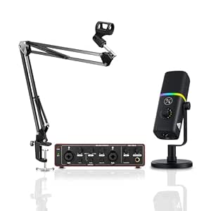 Audio Array RGB Podcast Bundle | Dynamic RGB USB/XLR Mic with 24-Bit/192kHz Audio Interface & Boom…