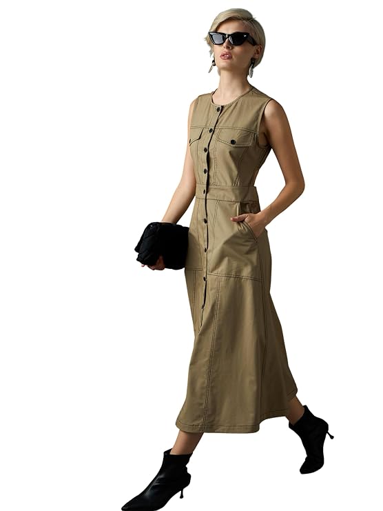 Sassafras Women Waist Cut-Out Midi Dress