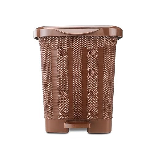 Nayasa Mikado Plastic Waste Paper | Small | Table Top Multi Purpose Dustbin With Lid | Waste Paper Bin | Plastic Pedal Waste Bin | Ideal For Home/Kitchen/Office | Brown
