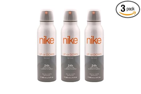 Nike Up Or Down Deodorant Body Spray for Men, Long-Lasting Freshness & Odour Protection, Sporty Masculine Fragrance, 200ml Each (Pack of 3)