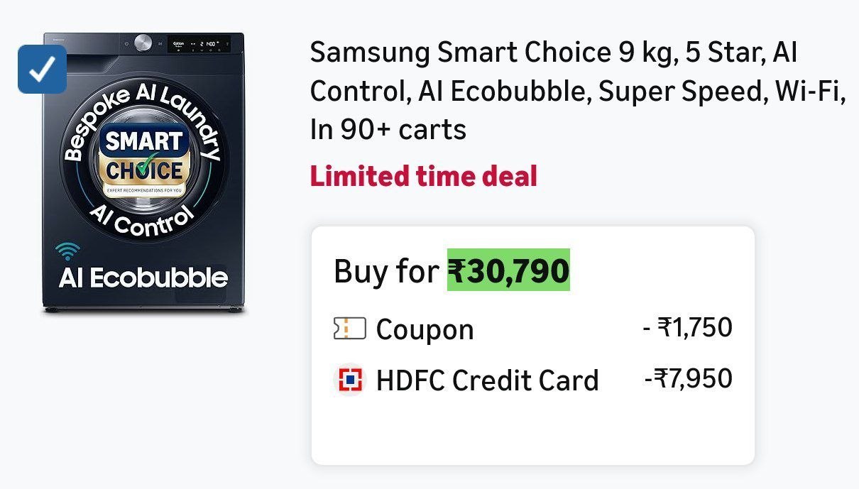 Samsung Smart Choice 9 kg Fully-Automatic Front Load Washing Machine