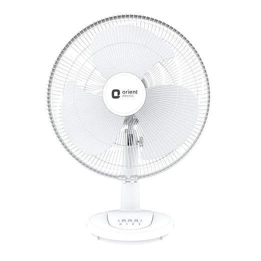 Orient Electric 400 mm Table 77 | High Speed Table Fan for Home|100% Copper Motor with Thermal Overload Protection | 90 Degree Oscillation | 3 Speed Control | Military Grade Guard | White