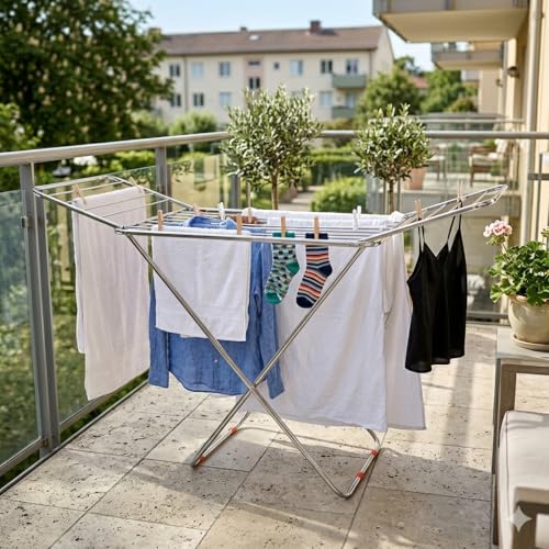 Cloth Dryer Stand Double Rack Cloth Stainless Steel Foldable...