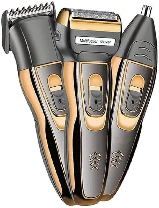 THE DIFFERENCE Men Geemy Gm 595 Electric Clipper Hair Cut Grooming Set 3-In-1 Beard Nose & Ear Trimmer Shaving Zero Machine, Multicolor