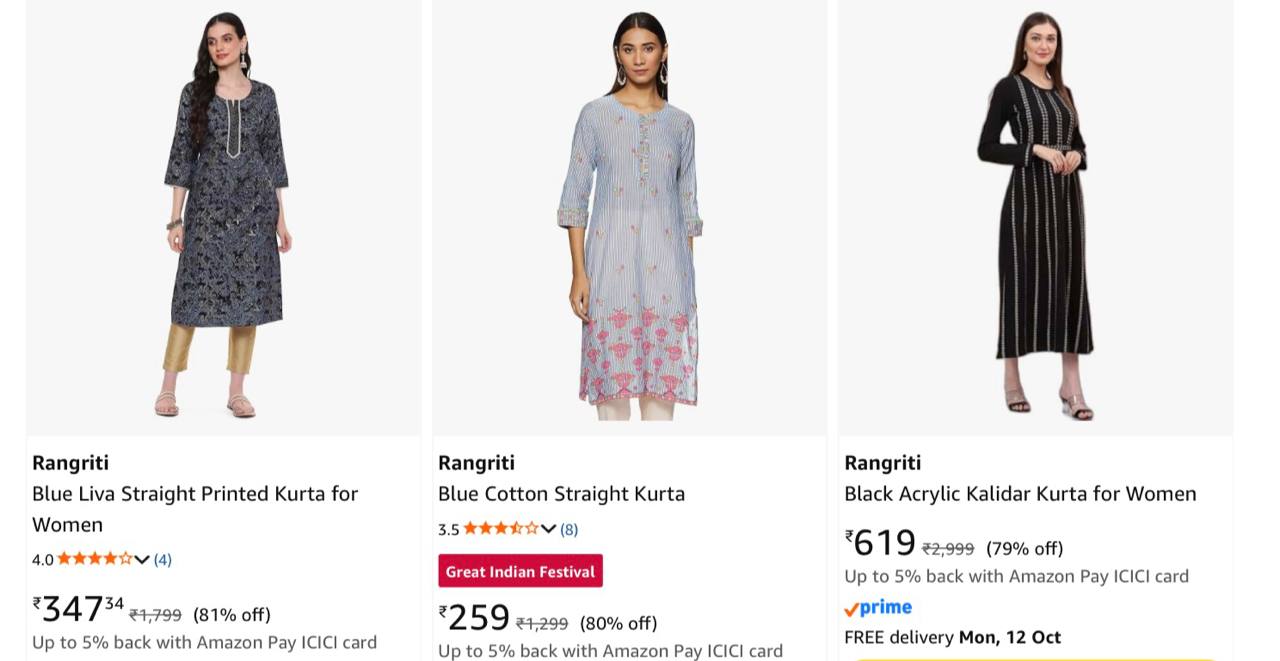Upto 81% Off On Rangriti Women Clothing.