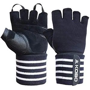 Kobo WTG-49 Weight Lifting Gym Gloves Leather Hand Protector for Fitness Training (Multi Colour) with Wrist Support