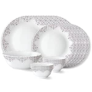 Larah by Borosil Opalware Dinner Set, 19 Pcs