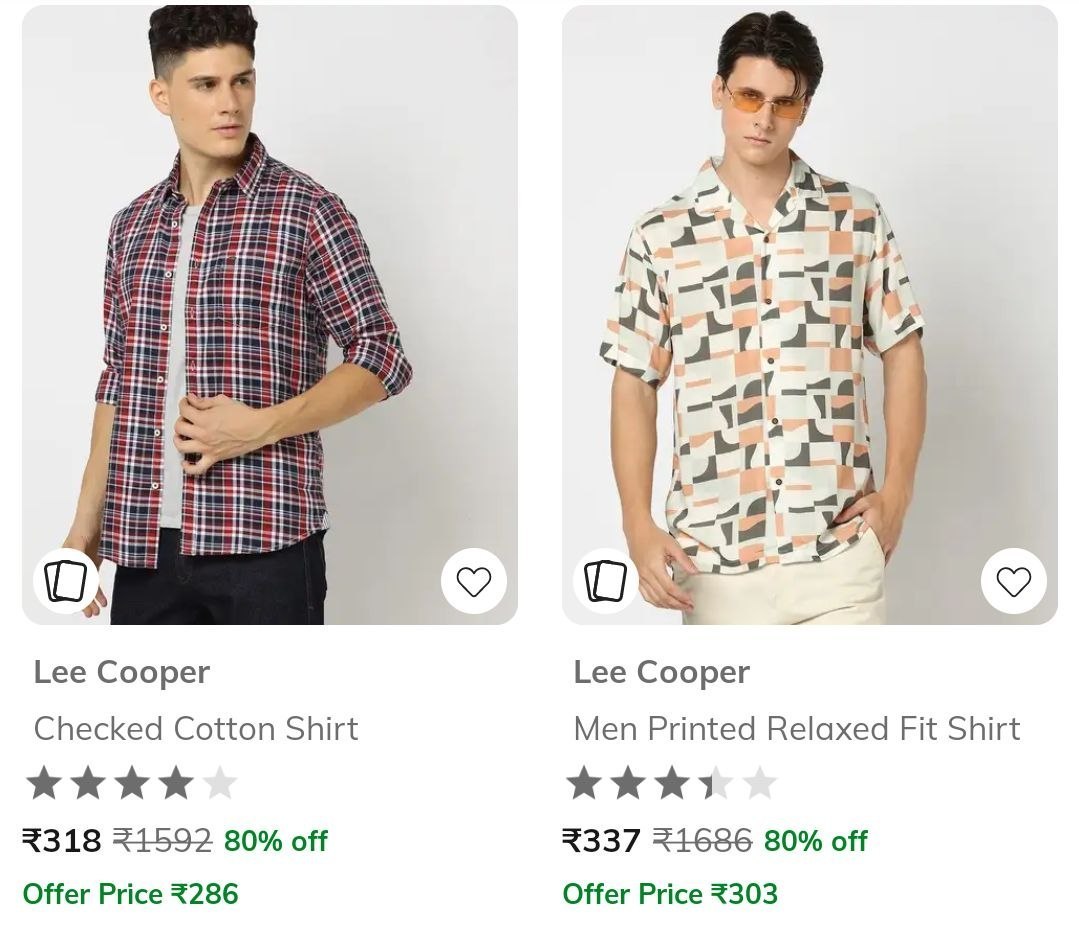 AJIO Loot : Upto 82% Off On Lee Cooper Mens Clothing.