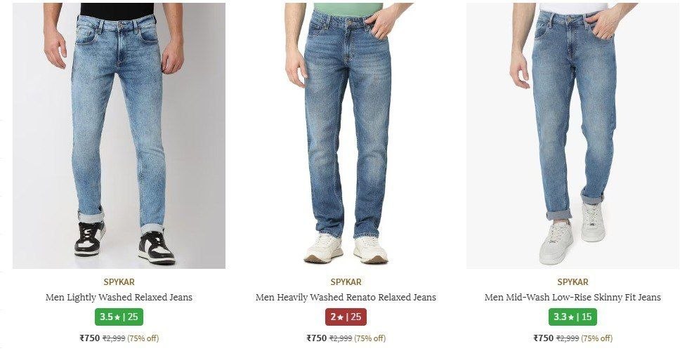 Ajio Loot : Upto 85% Off On Men’s Jeans.