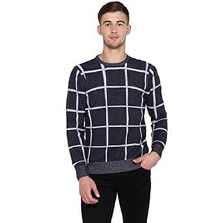 Red Tape Men Navy Solid Cotton Sweater