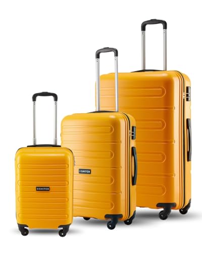 SNITCH Loop 3Pc Set Yellow Polypropylene Hard Travel Suitcas...