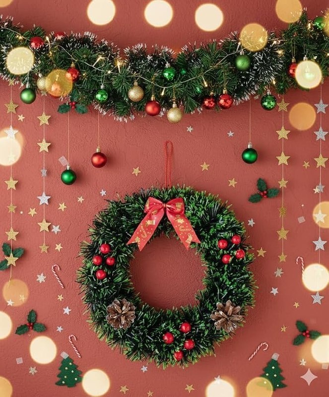 Designer Christmas Wreath/Wall Hanging/Decoration for Xmas Party/Christmas Decorations for Home/Gifts/Wreath | PoPo Toys ® | REET 25 Cm | PT-22