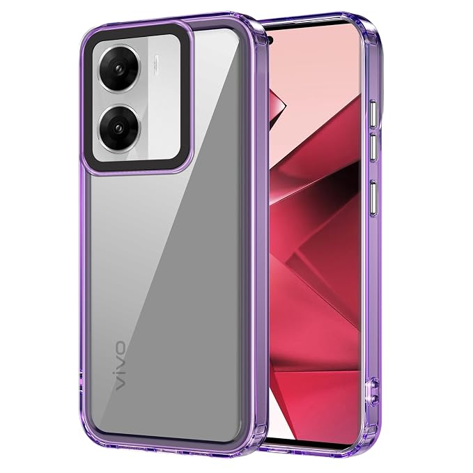 amazon basics Back Case Cover for Vivo V29e 5G (TPU + PC_Translucent Purple)