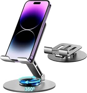 Mobile Stand & Tablet Stand with 360° Rotatable & Foldable Tabletop Phone Holder...