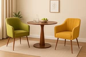 Little eXtra Handmade Dining Chair- Accent Wooden Chair (Moss Green & Tangerine...